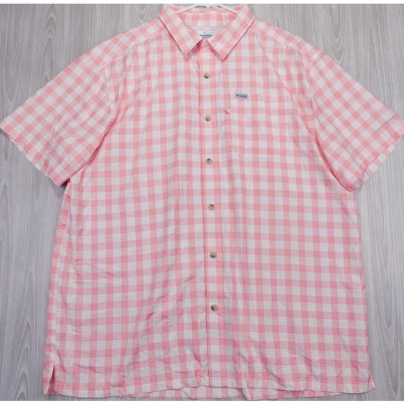 Columbia Other - Columbia PFG Mens XL Pink Gingham Short Sleeve Fishing Shirt Omni-Shade FM1039